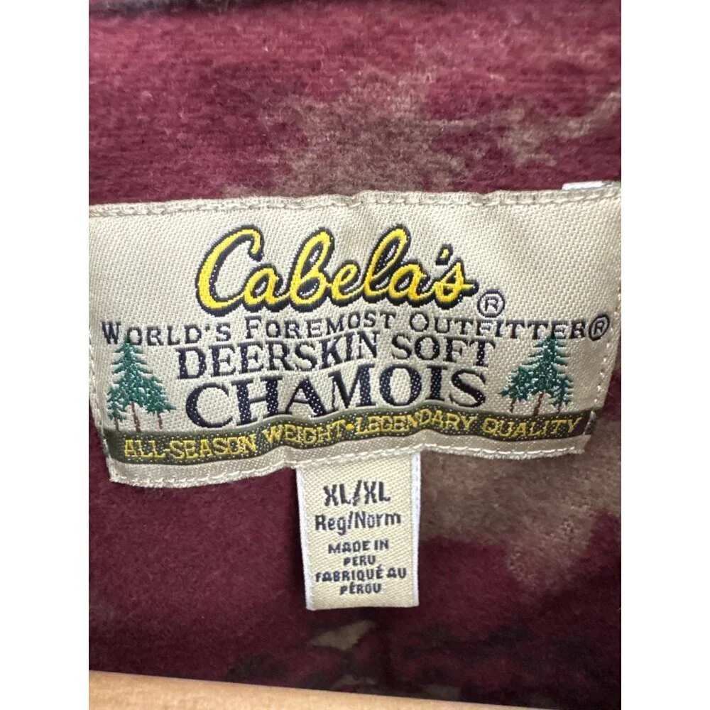 CABELA Red Chamois Southwestern Flannel Button Shirt XL Moose‎ Outdoor Print